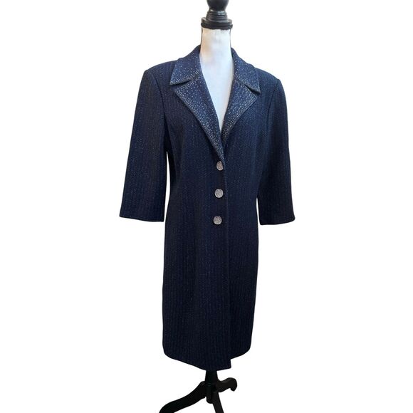 St. John Dress Coat Sparkle Jacket Coat Navy - Picture 1 of 10